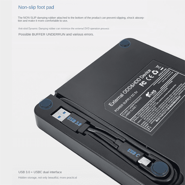 External DVD Optical Drive Laptop Desktop Universal Multifunction CD Burner USB3.0 External Optical Drive Player