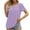 Purple, variant on Womens T-Shirt Orange Solid Color Square Neck Comfortable Loose T-shirt Short Sleeve Blouse Casual Tops