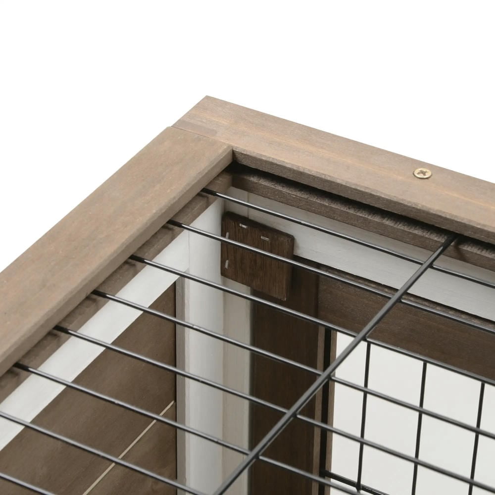 Spaco Wooden Rabbit Hutch Elevated Bunny Cage, Small Animal Habitat with Enclosed Run with Wheels, Removable Tray Ideal for Guinea Pigs, Brown