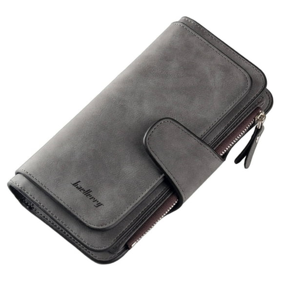 GASTROPOD Womens Wallet Trifold Card Womens Wallet Faux Leather Card Holder for Women with Zip Long Design Lady Fashion Wallets Grey