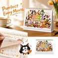 thumbnail image 2 of 2027 Desk Calendar, 8.27 x 5.51 In Large Spiral Bound Monthly Planner with Party Cat Art for Home Office Decor, 2 of 7