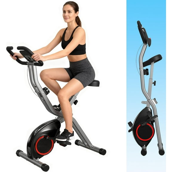 Foldable Exercise Bike for Small Apartments, Lightweight Stationary Bikes for Home, Indoor Portable Cycling Bike, 260LBS Capacity, 5.5 LBS Flywheel, Designed for Small Space Workout 816