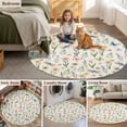 thumbnail image 5 of Spring Floral Round Area Rug 3.3Ft Washable Circle Rugs for Dining Room Table, Elegant Pastoral Flowers Dragonfly Retro Non-Slip Carpet Floor Mats Indoor Outdoor Carpet Runner Aesthetic Home Decor, 5 of 8