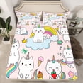 thumbnail image 2 of Homewish Cartoon Unicorn 4pcs Bed Sheets for Kids Teens,Kawaii Rainbow Animal King Sheets,Dreamy Princess Super Cozy Sheet Set,Super Cozy Room Decor, 2 of 7