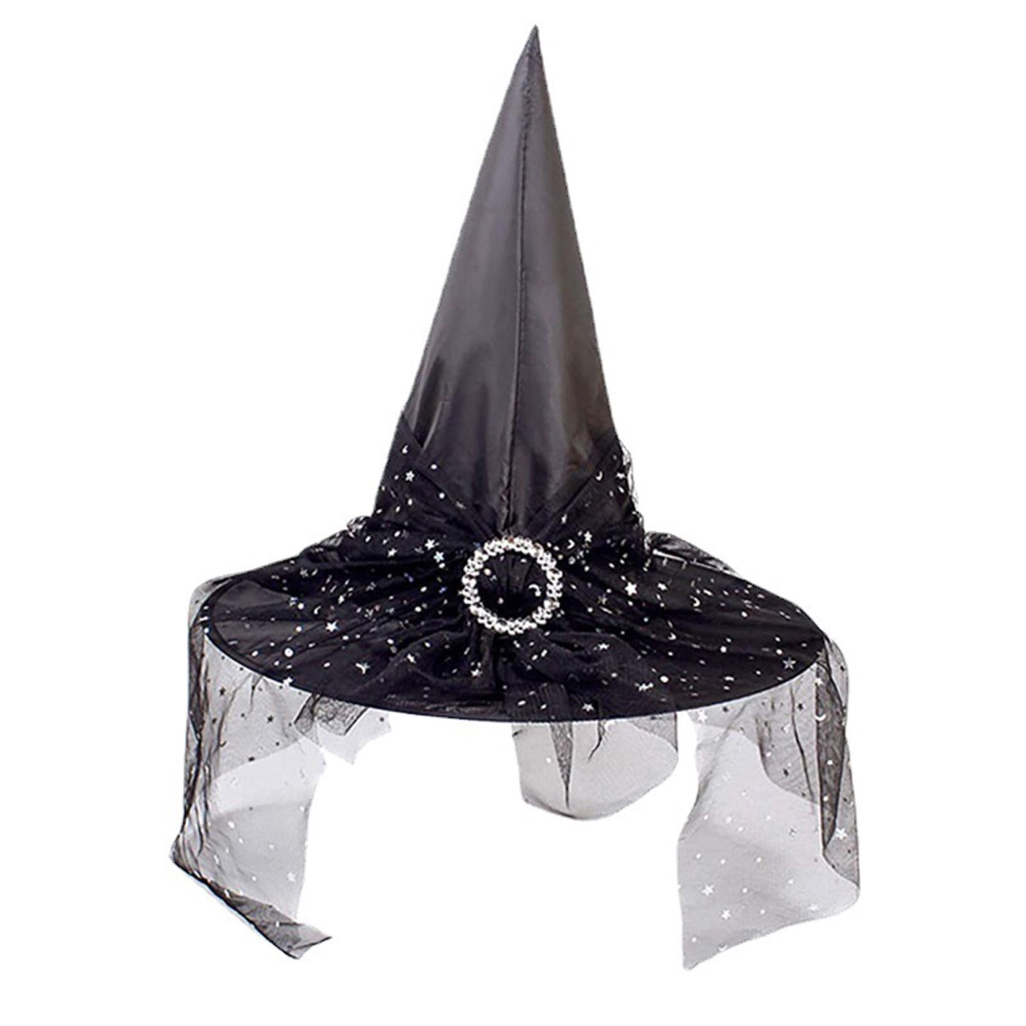 See-through Lace Veils Printed Hats Party Supplies Halloween Costume Accessories Women's Halloween Vintage Witch Hat 