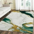 thumbnail image 3 of Modern Abstract Marble Emerald Green Area Rug, Grey Gold Rug for Living Room Bedroom Soft Rugs Under Dining Table Aesthetic Home Office Non-Slip Carpet 3x4ft(Small), 3 of 7