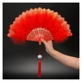 thumbnail image 7 of Velvet Feather Fan Dance Performance Prop Folding Hand Held Fans Paste Feathers Collocation Ornaments, 7 of 7
