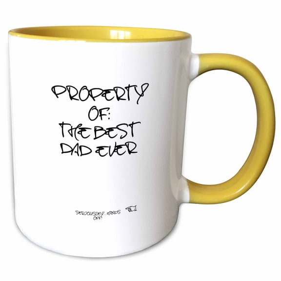 3drose, Property of the Best Dad Ever - Hands Off, 15oz Two-tone Yellow Mug