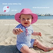 HECCEI Infant Sun Hat UPF 50+ Sun Protection Hat Summer Caps, 6-24 Months, Pink