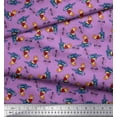 thumbnail image 3 of Soimoi Modal Satin Fabric Text,Rugby Ball & Bird Cartoon Printed Craft Fabric by The Yard 42 Inch Wide, 3 of 3