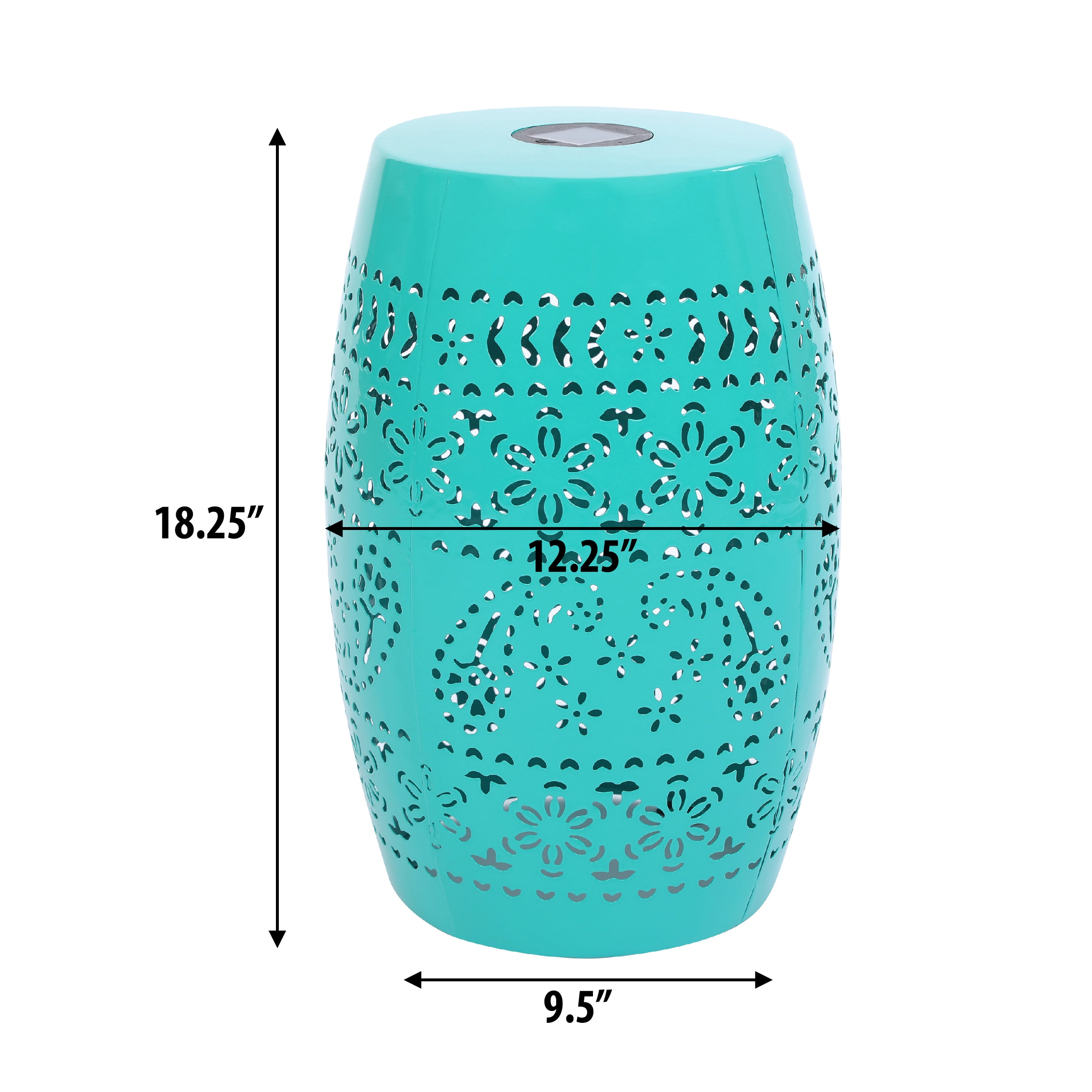 Solar Side Table, Outdoor Side Table with Built-In Solar Battery for Patio Garden Backyard, Teal