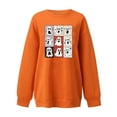 thumbnail image 3 of Hoodies for Women Womens Long Sleeve Tops Ndbuld Women's Printed Off Shoulder Hoodless Sweatshirt With Round Neck And Long Sleeved Top Orange XL, 3 of 3
