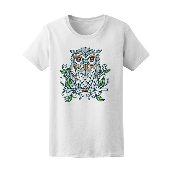 Owl On Tree Branch T-Shirt Men -Image by Shutterstock, Male XX-Large