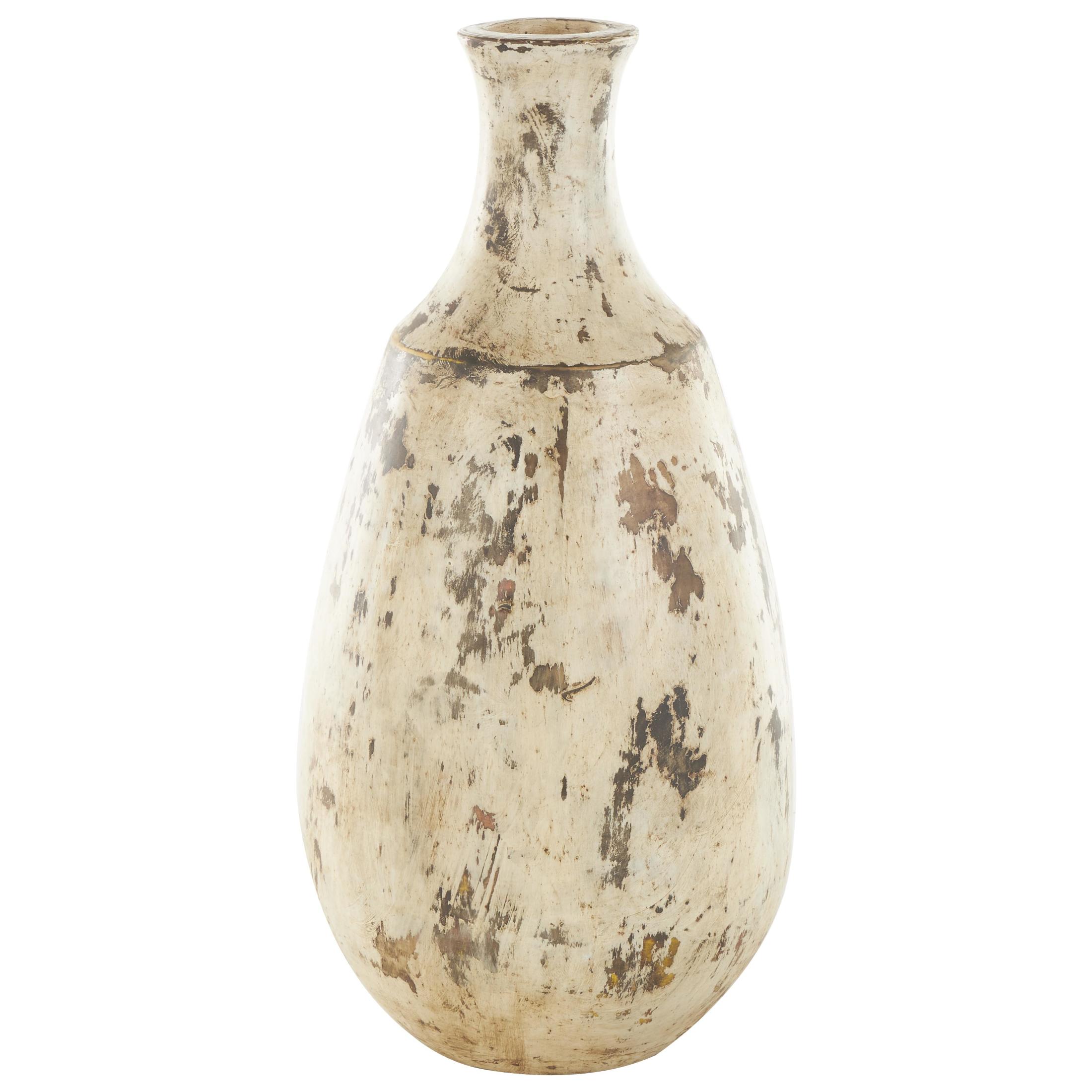 DecMode 20" Antique Style Distressed Brown Ceramic Vase