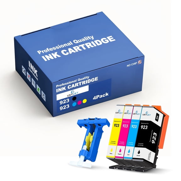 923 Ink Cartridges No Chip Compatible for HP 923 Compatible for HP OfficeJet 8120 8122e 8123 OfficeJet Pro 8130 8135e 8138e 8139e Printer (with Tool, 4-Pack)