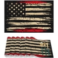 thumbnail image 4 of Placemats Set of 4 Heat-Resistant Rectangle Place Mats Independence Day USA Flag Washable Plastic PVC Dining Table Mat Non-Slip Wipeable Woven Vinyl Placemat for Kitchen Patio Table Decor, 4 of 8