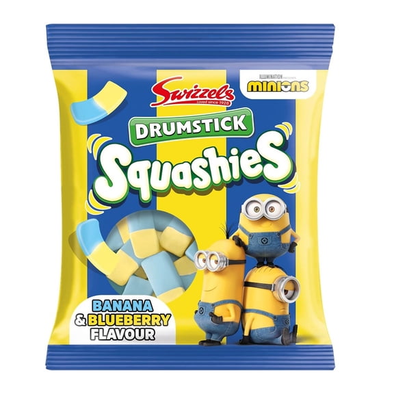 Swizzels Squashies Minion Sweets - Banana & Blueberry Flavour - Single Bag 120g