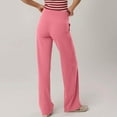 thumbnail image 5 of CHIUNL Straight Leg Yoga Pants for Women, High Waisted Pocketless Tummy Control Leggings, Minimalist Buttonless Wide Leg Lounge Pants for Office (Pink XXL), 5 of 8