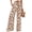 Floral White Brown, variant on Womens Pants Pockets Boho Printed Elastic Waist Wide Leg Palazzo Pants for Women Work Beach Vacation Clothes