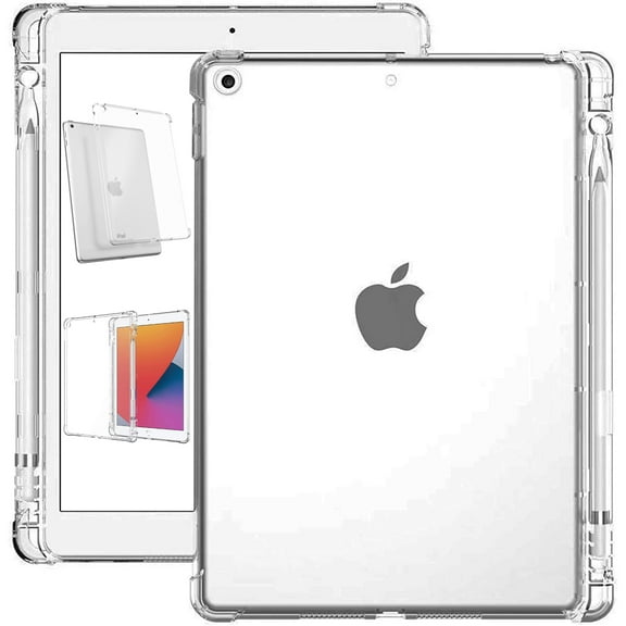 DuraSafe Cases iPad PRO 12.9 6 5 4 Gen 2022 2021 2020 [ iPad 12.9 Inch 6th 5th 4th ] A2378 A2461 A2379 A2462 A2229 A2069 A2232 A2233 Silicone Transparent Back Cover Pencil Holder - Transparent