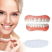 Fake Teeth, 2 PCS Dentures Teeth for Upper and Lower Jaw, Nature and Comfortable, Protect Your Teeth and Regain Confident Smile
