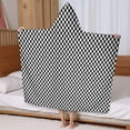 thumbnail image 5 of Black White Small Checkered Pattern Hooded Bath Towel，60"x35" for Ages 3 To 12 Kids, Quick Dry Lightweight Soft Microfiber Hood Beach Towel Cover Up for Kids, 5 of 7