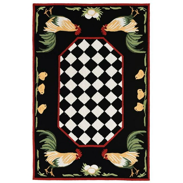 Trans-Ocean Importe FTP57240848 Tapis d'Intérieur et d'Extérieur Liora Mannequin Frontporch 5 Pi x 7 Pi - Noir