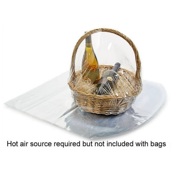 Pack Of 100, 24 X 22" Dome Solid Clear 100 Gauge Pvc Shrink Basket Bags For Baskets 11" - 15"