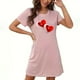 thumbnail image 1 of Camisón corto de San Valentín para mujer, talla grande, estampado en el pecho, cuello redondo, manga corta, 1 of 3