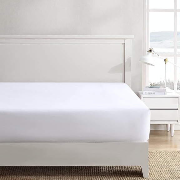 King Fitted Sheet Cotton Percale Deep Pocket Solid White Bedding