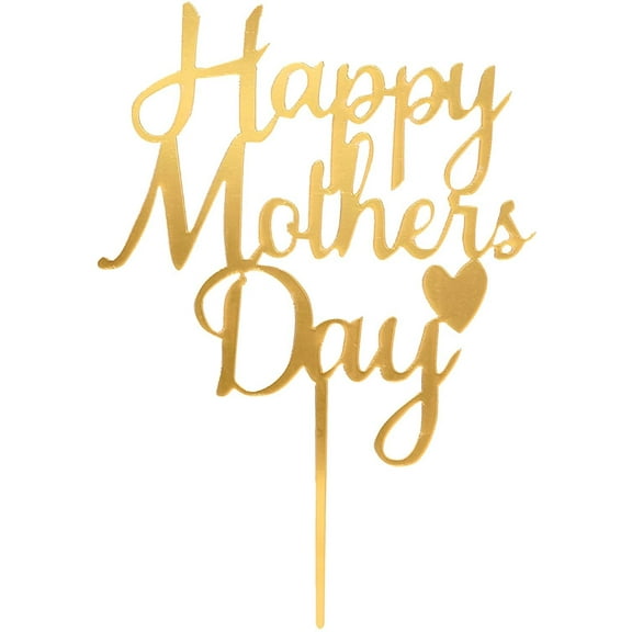 O'Creme Script-Happy-Mothers-Day-with-Heart Flexible-Acrylic Cake-Topper Pick