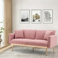 thumbnail image 2 of Convertible Teddy Fabric Accent Sofa Bed Couch Upholstered Loveseat Sofa Sleeper Sofa Bed with Plywood Frame and Metal Rose Gold Feet for Bedroom Living Room Dormitory, Brush Pink, 2 of 7