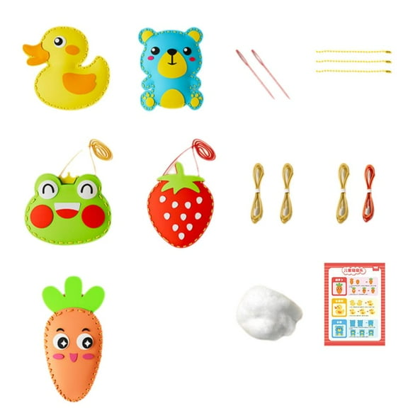 Animals Food Themed Sewing Kit for Kids Beginners,Making Easy Felt Sewing Fun Craft Set,Hand Craft Sewing Pendant Kit Educational Learn to Sew Gifts