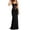 Black, variant on Elegant Shirred Backless Bodycon Midi Dress Smocked Side Slit Chiffon Fashion Black XL