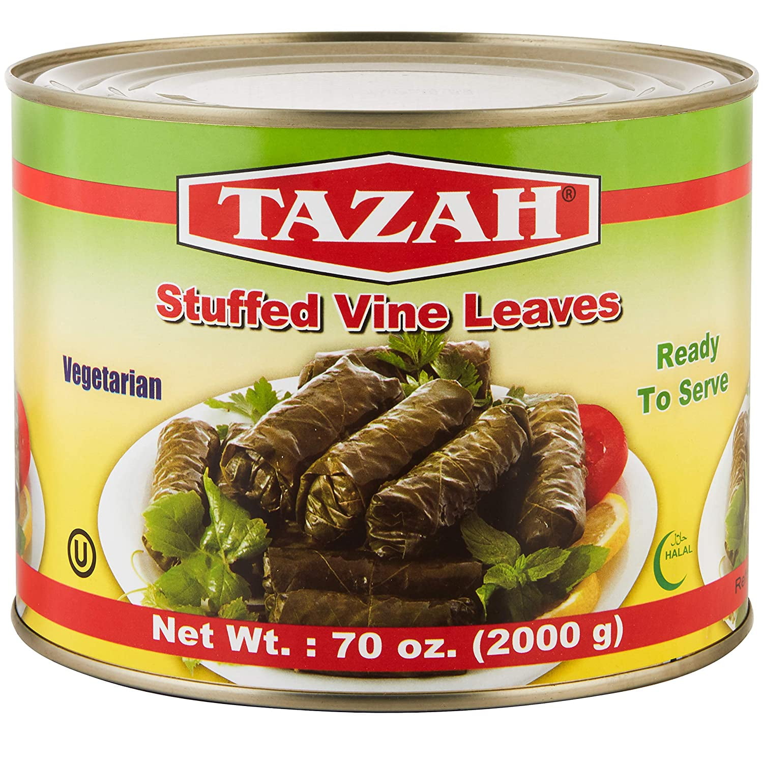 Tazah Premium Stuffed Grape Leaves Dolmas 70 Ounce 2000 Grams