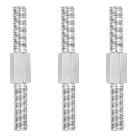 M10x80mm Double End Threaded Stud Screw, 3pcs 304 Stainless Steel Hex Bolt