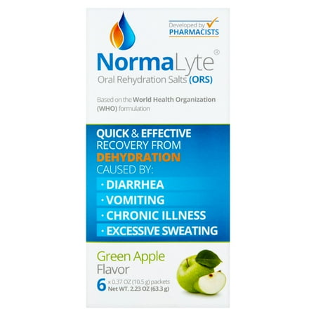 NormaLyte Green Apple Flavor Oral Rehydration Salts, 0.37 oz, 6