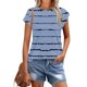 thumbnail image 1 of mfyjkho Tops De Tallas Grandes, Camiseta Informal Plisada De Manga Corta Y Cuello Redondo Para Mujer Tops De Tallas Grandes L, 1 of 8