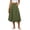 Army Green, variant on Womens Mid-Calf Skirt A Line Zip Button Pocket Elastic Waist Pleated Solid Color Summer