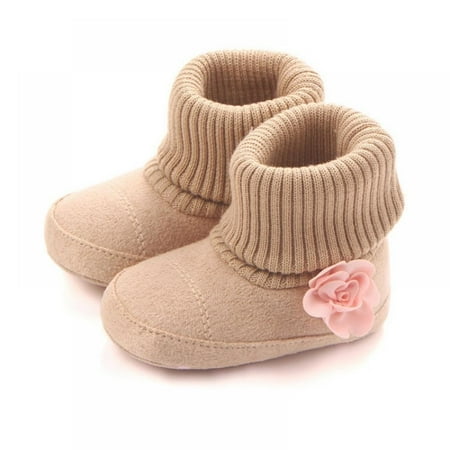 

Baby Shoes Socks Boot Indoor Slipper for Newborn Infant Girl Boy Elastic Knit Tube Shoes Indoor Slipper Anti-Slip Cotton Booties with Flowers Toddler First Walkers