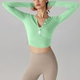 thumbnail image 4 of JGGSPWM Women's Workout Shirt Sexy Cutout Irregular V-Neck Long Sleeve Crop Top Slim Fit Athletic with Thumb Hole Trendy Base Layer Green S, 4 of 6
