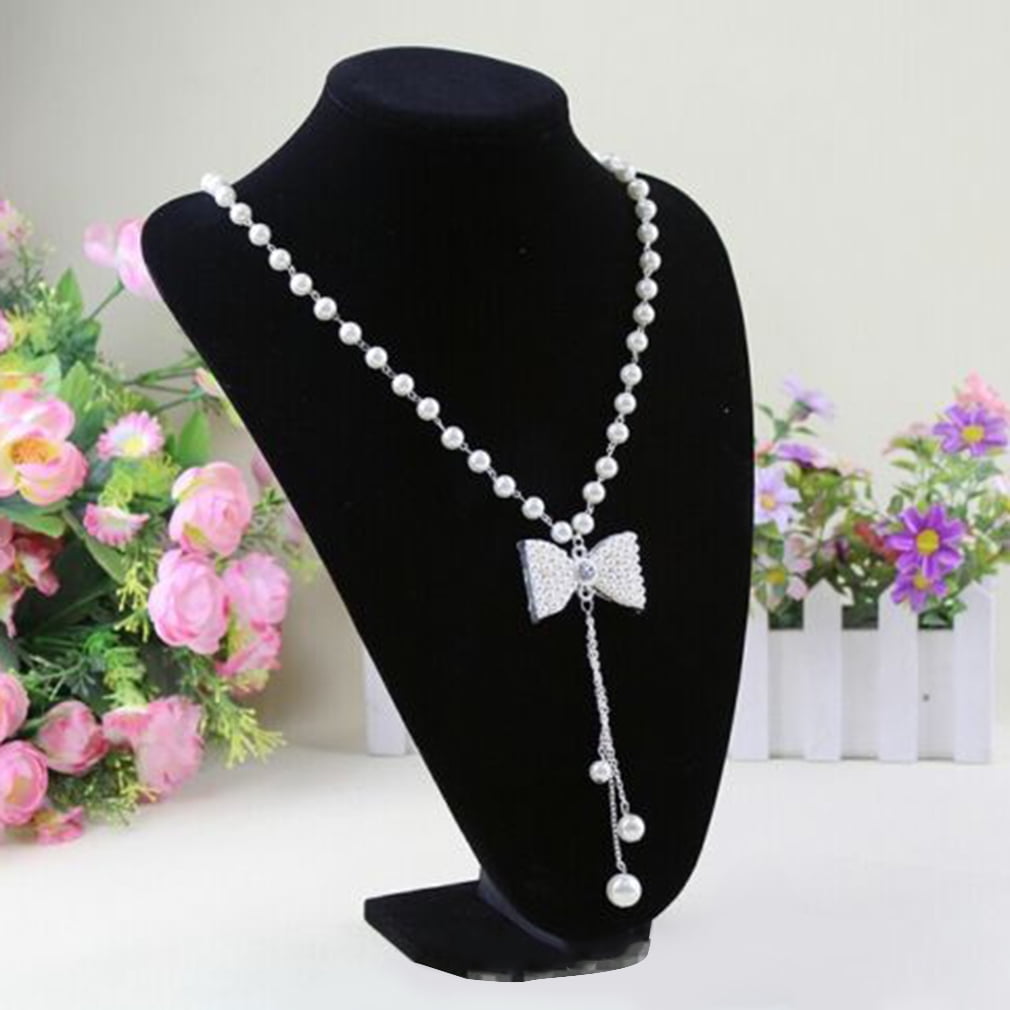 Necklace Jewelry Pendant Display Stand Holder Black Mannequin Show Decorate BO 