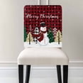 thumbnail image 3 of Merry Christmas Chair Covers Set of 1 Snowman Xmas Tree Red Buffalo Plaid Chair Back Covers Stretch Removable Washable Slipcovers Protector for Dining Room Kitchen Party Decor, 3 of 5