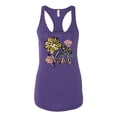 thumbnail image 2 of Wild Bobby Worship While You Wait Sunflower Pink and Yellow Inspirational/Christian Women Racerback Tank Top, Purple Rush, Medium, 2 of 6