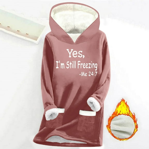 Uootdi Long Sleeve Oversized Hoodies for Women Sherpa Fleece Cold Crew Neck Sweatshirts Hoodies Winter Fuzzy Long Pullover Gift Hoodie with
