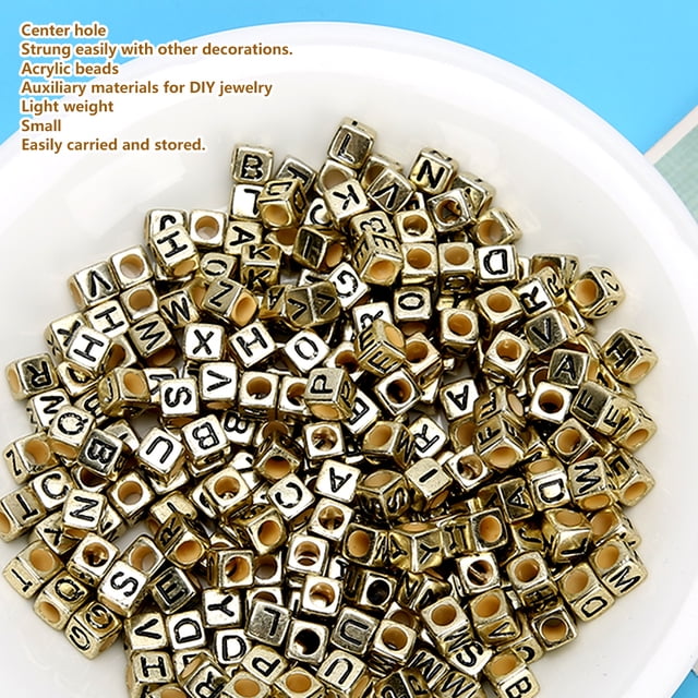 Square Letter Beads, Letter Beads Square 500PCS Acrylic Beads Square DIY Hand Made Beaded Accessories Cube Acrylic Alphabet Letter Beads English Alphabet 6mm