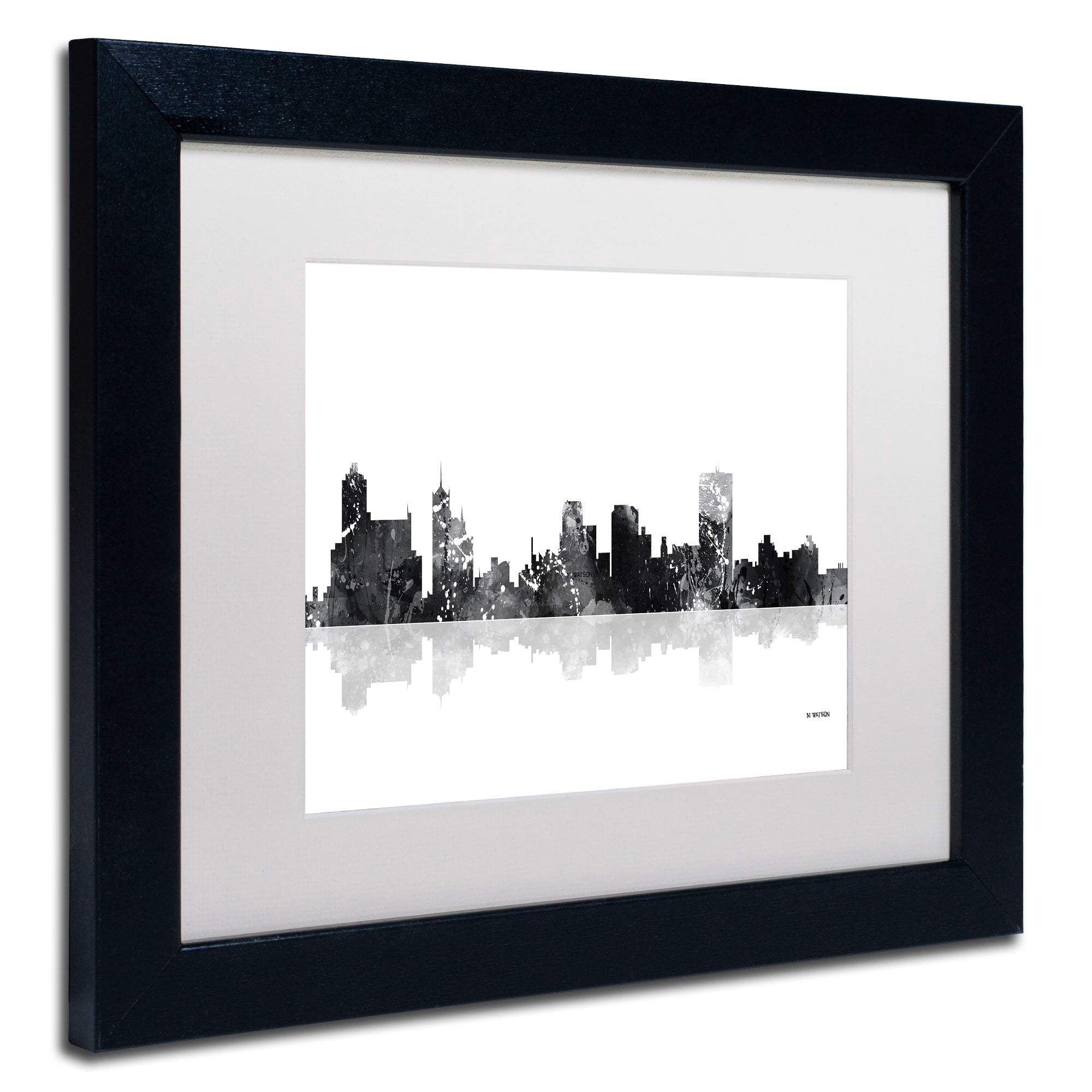 Trademark Fine Art "Memphis Tennessee Skyline BG-1" Canvas Art by Marlene Watson, White Matte, Black Frame