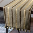 thumbnail image 3 of The HomeCentric Linen Table Runner 14'' x 36'' Taupe Green Linen with Embroidery & Tassels, 3 of 4