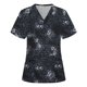 thumbnail image 2 of Fiudx Liquidación de Ofertas Flash Blusa de Manga Corta con Cuello En V para Mujer, Uniforme de Trabajo, Impresión de Bolsillo, 2 of 4