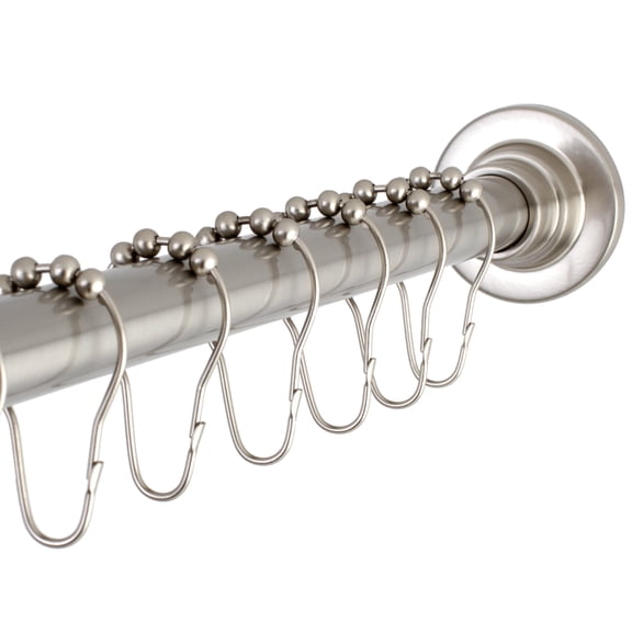 Kingston SCC3118 Edenscape 60-Inch to 72-Inch Adjustable Shower Curtain Rod with Rings in Brushed Nickel